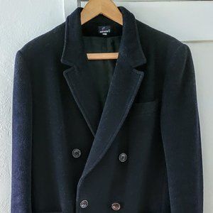 Mint Condition VINTAGE Daniel Hechter Cashmere + Wool Navy Pea Coat